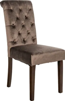 Produktbild von CLP Esszimmerstuhl Lisburn Mit Lehne im Chesterfield Design braun Material Samt