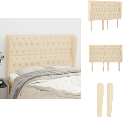 Produktbild von vidaXL Kopfteil mit Ohren Creme 147x23x118/128 cm Stoff -  Kopf- & Fußenden