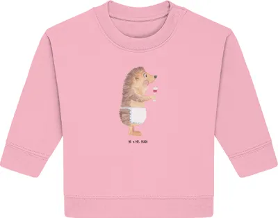 Produktbild von Mr. & Mrs. Panda Organic Baby Pullover Igel Wein 12. - 18. Monat - Baumwolle Pink - Geschenk, Rotwein, Spruch, Lustige Sprüche, Weintrinker, Weißwein, Weinglas, Bullover