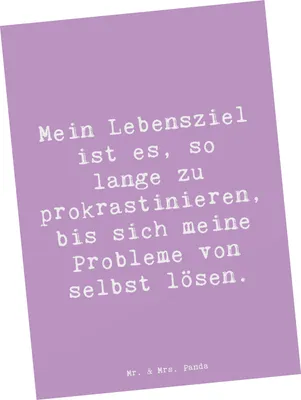 Produktbild von Mr. & Mrs. Panda Postkarte Spruch Lebensziele Prokrastination - Lavendeltraum - Geschenk, Grußkarte, Postkarten, Entspannung, Motivation, Ansichtskarten, Ansichtskarte