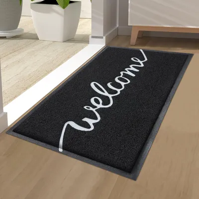 Immagine prodotto di Tappetino di benvenuto per interni ed esterni, antiscivolo, resistente allo sporco, lavabile, 40 x 60 cm, nero