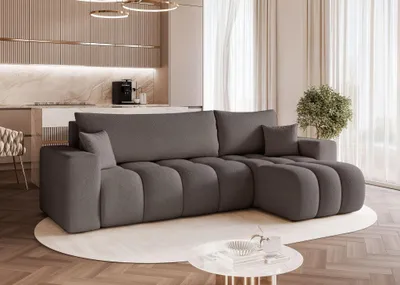 Produktbild von Ecksofa Schlafsofa Sofa ANABEL in Stoff Centaur Dunkelgrau Ottomane Rechts
