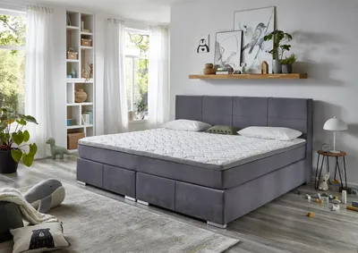 Produktbild von Familien-Boxspringbett >Moonlite< inkl. Topper - H2/H3 wendbar - 240x200 cm