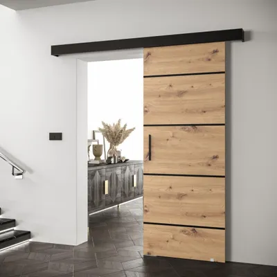 Produktbild von Schiebetür Saldor 90 4 - Eiche Artisan / Schwarz