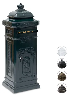 Image de Boîte aux lettres sur pied de style antique, en aluminium moulé