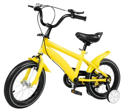 Image de Vélo pour enfants avec stabilisateurs - Vélo jaune de 14 pouces pour enfants