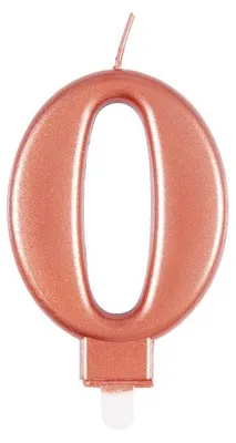 Immagine prodotto di Candela metallizzata color rosa oro, numero 0