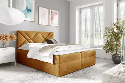 Obrázek produktu pro Boxspringová postel ASKOT - 140x220, žlutá + topper