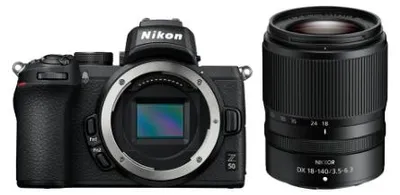 Produktbild von Nikon Z 50 + 18-140 VR Kit, 20,9 MP, 5568 x 3712 Pixel, CMOS, 4K Ultra HD, Touchscreen, Schwarz