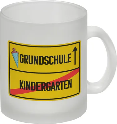 Produktbild von Grundschule Ortsschild Glas Tasse zur Einschulung