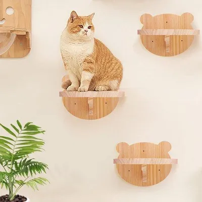 Productafbeelding van Famanu Kattenwand - klimladder en klimhulpstuk voor wandmontage - duurzame kattenladder