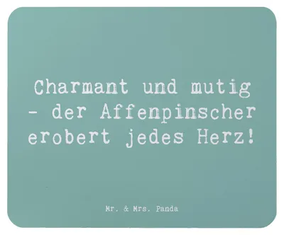 Produktbild von Mr. & Mrs. Panda Mauspad Spruch Affenpinscher Charmeur - Meeresbrise - Geschenk, Mousepad, Hunderasse, kleines Herz, Hunderassen Beschreibung, mousematte, Mouse Pad, pc