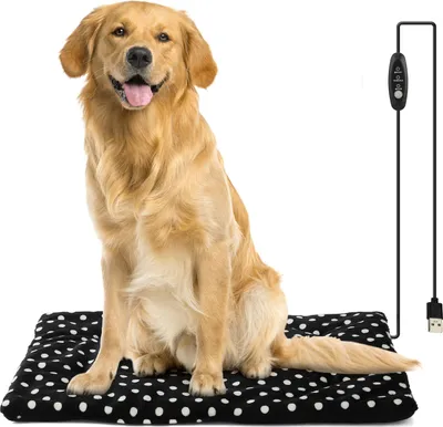 Produktbild von Heizdecke für Haustiere, USB-Betrieben & Waschbar, 3-Stufen Temperaturregelung, 37x47cm Schwarz, Für Katzen & Hunde