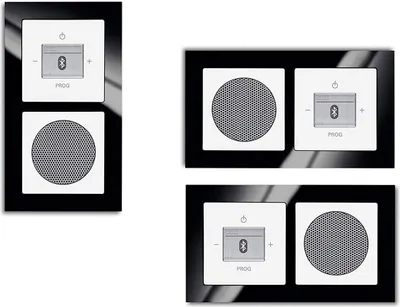 Produktbild von Busch Jäger Unterputz Bluetooth Radio 8217 U (8217U) Schwarz Glas Rahmen + Future linear Studioweiß // Radioeinheit + Lautsprecher + 2-fach Rahmen 1722-825 + Abdeckungen