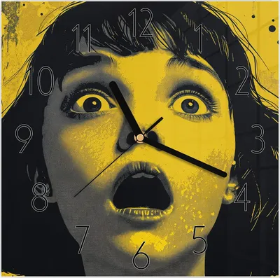 Produktbild von Wanduhr aus Glas mit Motiv Schreiendes Portrait- 30 x 30 cm - inkl. Aufhängesystem