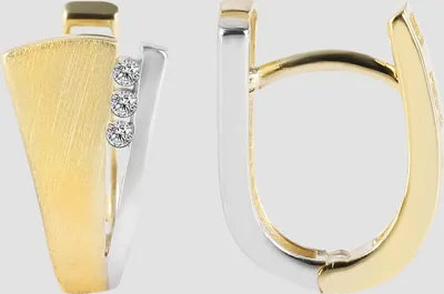 Produktbild von Gold Klapp-Creolen mit Zirkoniabesatz, 375er Gold, bicolor (Weißgold/ Gelbgold)