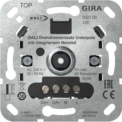 Produktbild von GIRA 202700 DALI Drehdimmeins.UP Netzteil Einsatz