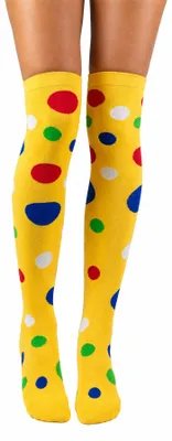 Produktbild von Overknees Clown Kniestrümpfe "Polka Dot" - 414030 | Gelb Bunt