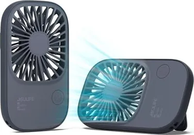 Produktbild von Jisulife Handheld -Lüfter, Mini kleiner tragbarer Lüfterhalter, wiederaufladbare USB -Wimpern 3 Geschwindigkeiten, Make -up -Büro im Freien, blau