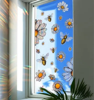 Immagine prodotto di Decorazioni autoadesive per finestre con api e fiori per la cameretta dei bambini