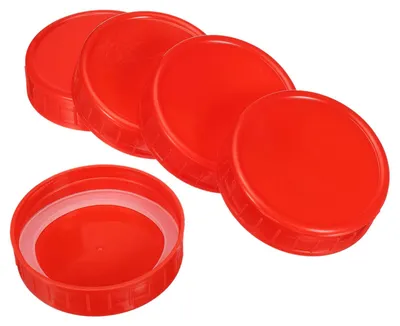 10er-Set runde Plastikdeckel 70 mm mit Silikonring, rot
