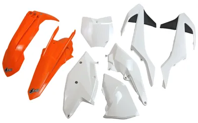 Produktbild von Verkleidungskit UFO PLAST 8-teilig Verkleidungssatz Kunststoff für KTM SX SX-F Racing 125 - 450 ccm Bj. 2016 - 2018, Farbe:weiß / orange / schwarz