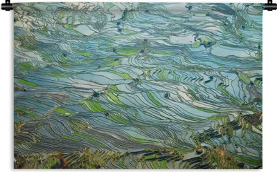 Produktbild von MuchoWow® Wandteppich Wandbehang Schöne bunte Reisfelder unter Wasser in China 120x80 cm Tapisserie Dekoration Wandtuch - Wanddekorationen - Wandtücher