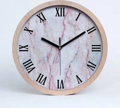 Produktbild von Holzuhr 30fi cm wanduhr - schwarze Spitzen - Marmor