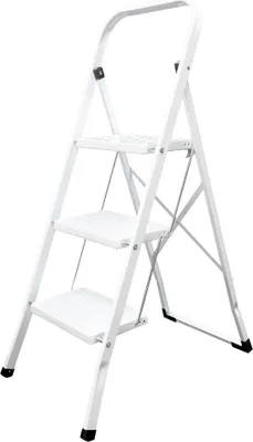Obrázok produktu pre Oceľový rebrík 3 stupne na domáce použitie, biely rebrík