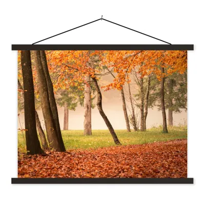 Produktbild von MuchoWow® Textilposter Blätter - Herbst - Wald 40x30 cm mit schwarzem Rahmen - Dekorationen