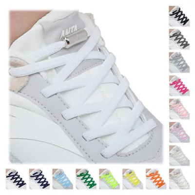 Imagen del producto de Cordones elásticos con cierre metálico, 2 pares, 120 cm, para zapatillas deportivas