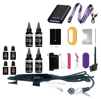 Image de Kit d'extension de cheveux, colle UV, outils portables, -Kit d'outils 2-