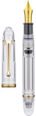 Produktbild von Füllfederhalter Vakuumfüllsystem große Tintenkapazität Spitze Nr. 8 1,1 mm Acryl Gold Transparent Geschenketui Schlüssel