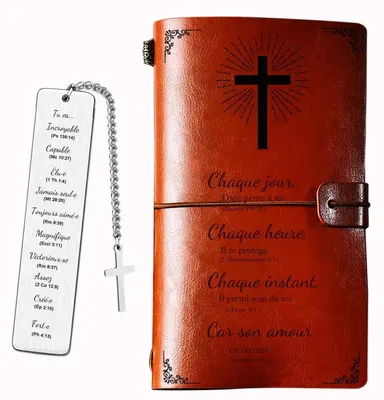 Immagine prodotto di Quaderno biblico con copertina in pelle, diario di preghiere per donne e uomini