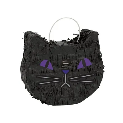 Produktbild von Unique Pinata Katze Schwarz für Kindergeburtstag, 9 x 9 x 11,3 cm, ungefüllt