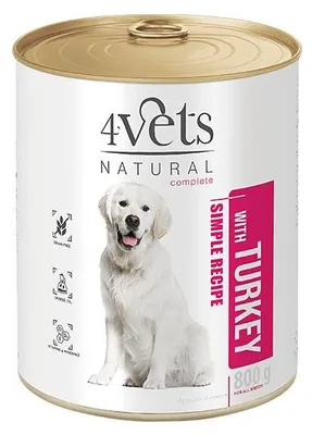 Zdjęcie produktu dla Mokra karma 4Vets Natural dla psa z indykiem puszka 800 g
