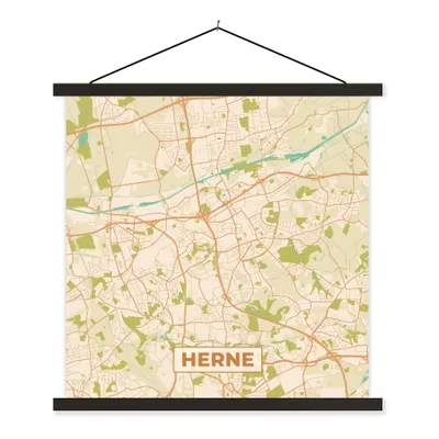 Produktbild von MuchoWow® Textilposter Vintage - Stadtplan - Herne - Karte 60x60 cm mit schwarzem Rahmen - Posteraufhänger