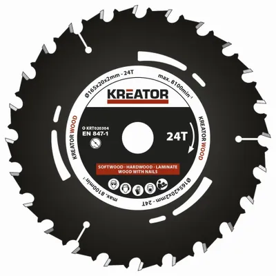 Produktbild von Kreator 165x20x2.0 Mm 24t Holzkreissägescheibe Silber Silber One Size