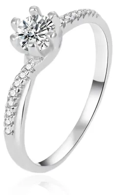 Immagine prodotto di Anello di fidanzamento in argento con zirconi AGT-R15W - Circonferenza: 52 mm.