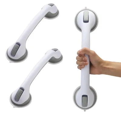 Immagine prodotto di Set di 2 supporti a ventosa per doccia, ideali per il bagno, maniglie antiscivolo, adatte agli anziani
