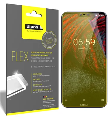 Produktbild von 3x Nokia 6.1 Plus Schutzfolie Folie, 100% Displayabdeckung, dipos Flex