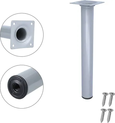 Produktbild von Möbelfuss Silber ø 30mm Tischbein Möbelstempel Sofafuss Stahl Möbelstütze rund Tischfuss 250mm