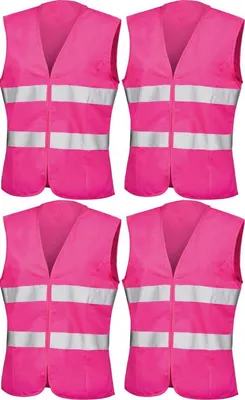 Produktbild von Rosa Sicherheitsweste - Reflektierende Weste - Sicherheitsweste - Sicherheitsweste - 4 Stück - Weste - Fluoreszierende rosa Weste - Straßenbau - Sicherheitsweste - M - Autopanne - CHPN