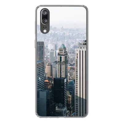 Produktbild von MuchoWow® Handyhülle Schutzhülle Hülle für Huawei P20 New York - Skyline - Nebel Silikon Softcase Handy Hülle - Hardcover