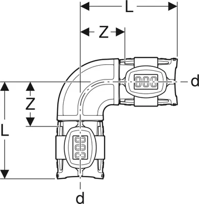 Produktbild von Geberit GE FlowFit, Bogen, PPSU, 90 Grad, Ø 32 mm, 1 Stk.