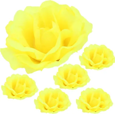 Produktbild von Dekolo Künstliche Blumen Blütenköpfe Rosen Dekorative Pflanzen Hochzeit 6 Stück Gelb