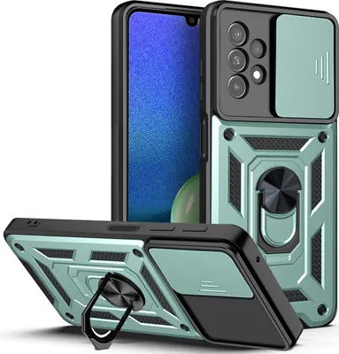 Produktbild von Galaxy A13 4G Hülle mit Ring Ständer Halter Dia Kameraschutz TPU Bumper Silikon Schutzhülle für Samsung Galaxy A13 4G Grün