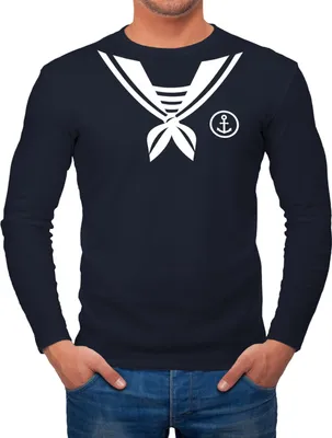 Produktbild von Herren Long-Sleeve Matrose Matrosin Sailor Fasching Fastnacht Kostüm Karneval Verkleidung lustig Langarm-Shirt Moonworks® navy S