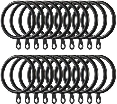 Immagine prodotto di Ganci metallici per tende, 60 pezzi, diametro interno 38 mm, neri