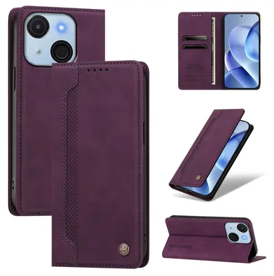 Produktbild von Handyhülle für itel A50C, Leder Wallet Klapphülle mit Standfunktion, Stoßfeste Schutzhülle Lila